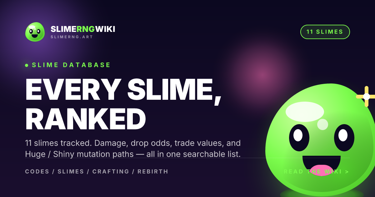 Slime RNG Slime List — All 11+ Slimes Ranked · Slime RNG Wiki